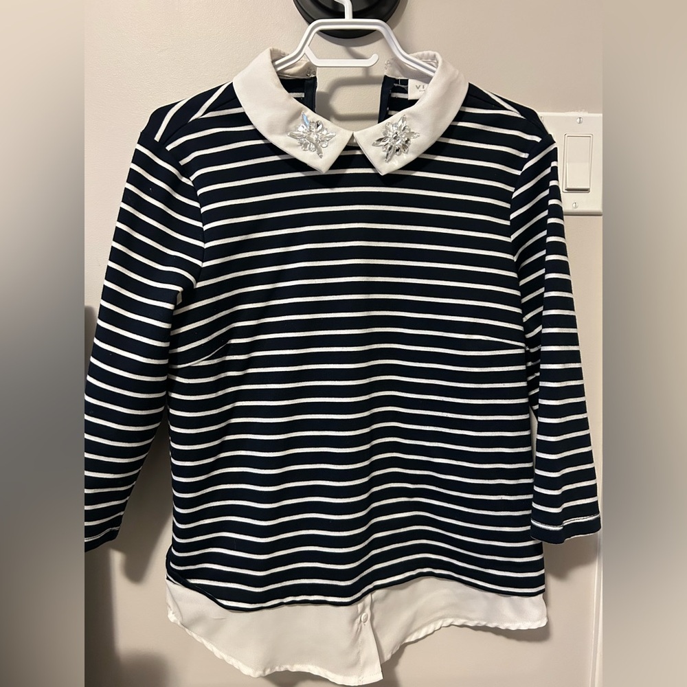 Navy and White Striped Shirt